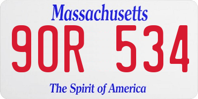 MA license plate 9OR534