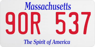 MA license plate 9OR537