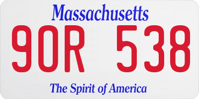 MA license plate 9OR538