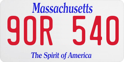 MA license plate 9OR540