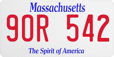 MA license plate 9OR542