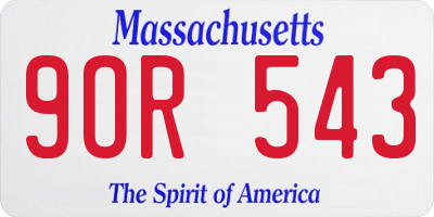MA license plate 9OR543