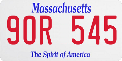 MA license plate 9OR545