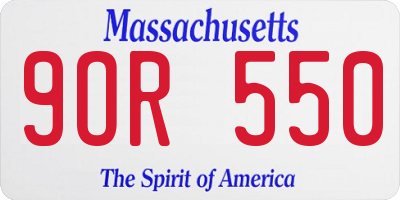 MA license plate 9OR550