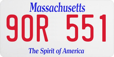 MA license plate 9OR551