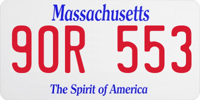 MA license plate 9OR553