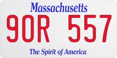 MA license plate 9OR557