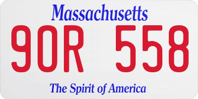 MA license plate 9OR558