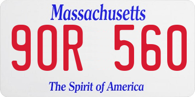 MA license plate 9OR560