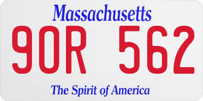 MA license plate 9OR562