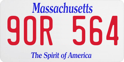 MA license plate 9OR564