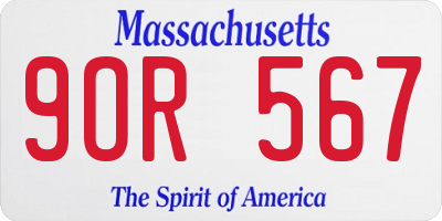 MA license plate 9OR567