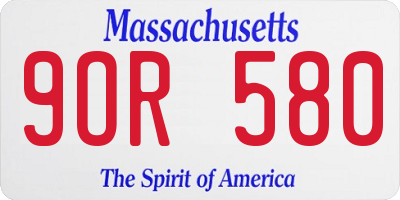 MA license plate 9OR580
