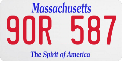 MA license plate 9OR587
