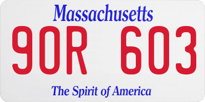 MA license plate 9OR603