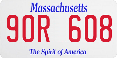 MA license plate 9OR608