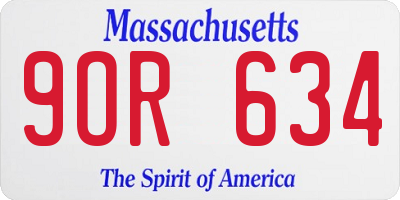 MA license plate 9OR634