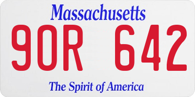 MA license plate 9OR642