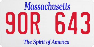 MA license plate 9OR643