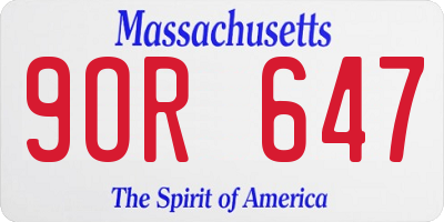 MA license plate 9OR647