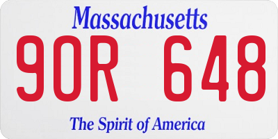 MA license plate 9OR648