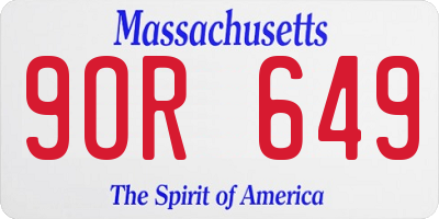 MA license plate 9OR649
