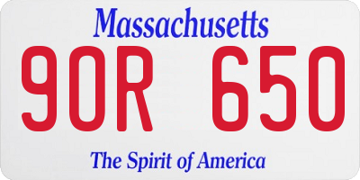 MA license plate 9OR650