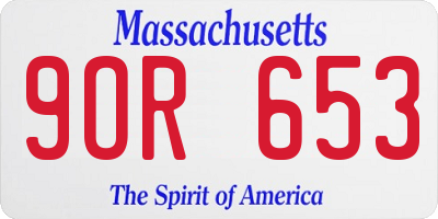MA license plate 9OR653