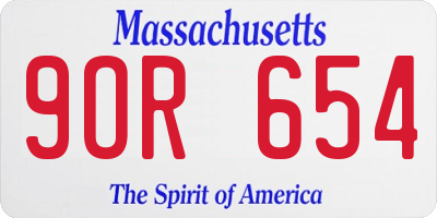 MA license plate 9OR654