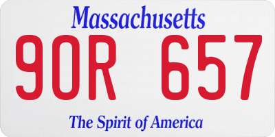 MA license plate 9OR657