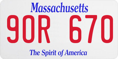MA license plate 9OR670