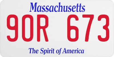 MA license plate 9OR673