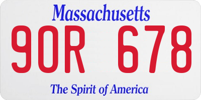 MA license plate 9OR678