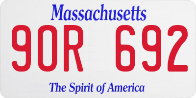 MA license plate 9OR692