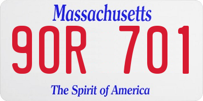 MA license plate 9OR701