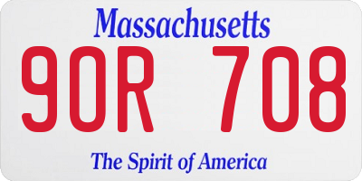 MA license plate 9OR708