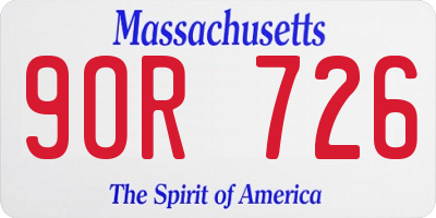 MA license plate 9OR726