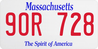 MA license plate 9OR728