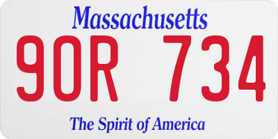 MA license plate 9OR734