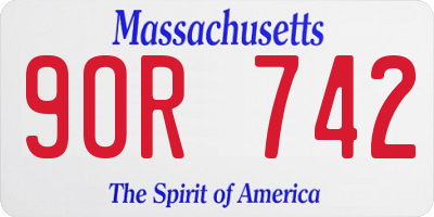 MA license plate 9OR742