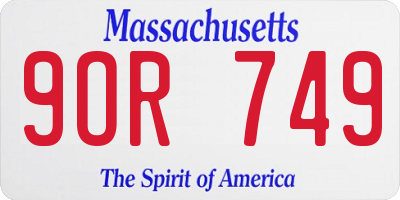 MA license plate 9OR749
