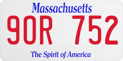 MA license plate 9OR752