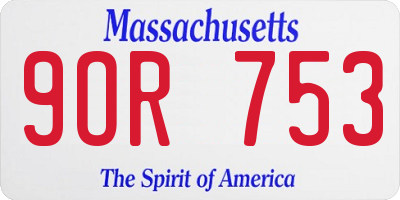 MA license plate 9OR753