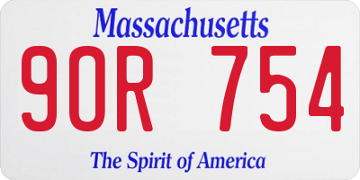 MA license plate 9OR754