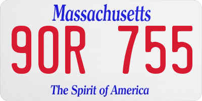 MA license plate 9OR755