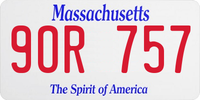 MA license plate 9OR757