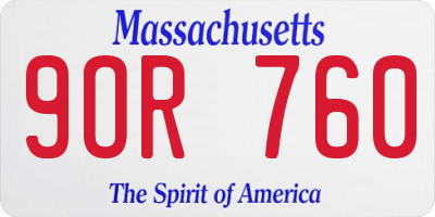 MA license plate 9OR760