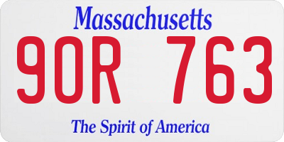 MA license plate 9OR763