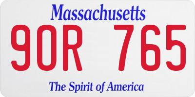 MA license plate 9OR765