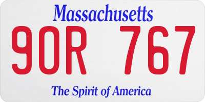 MA license plate 9OR767